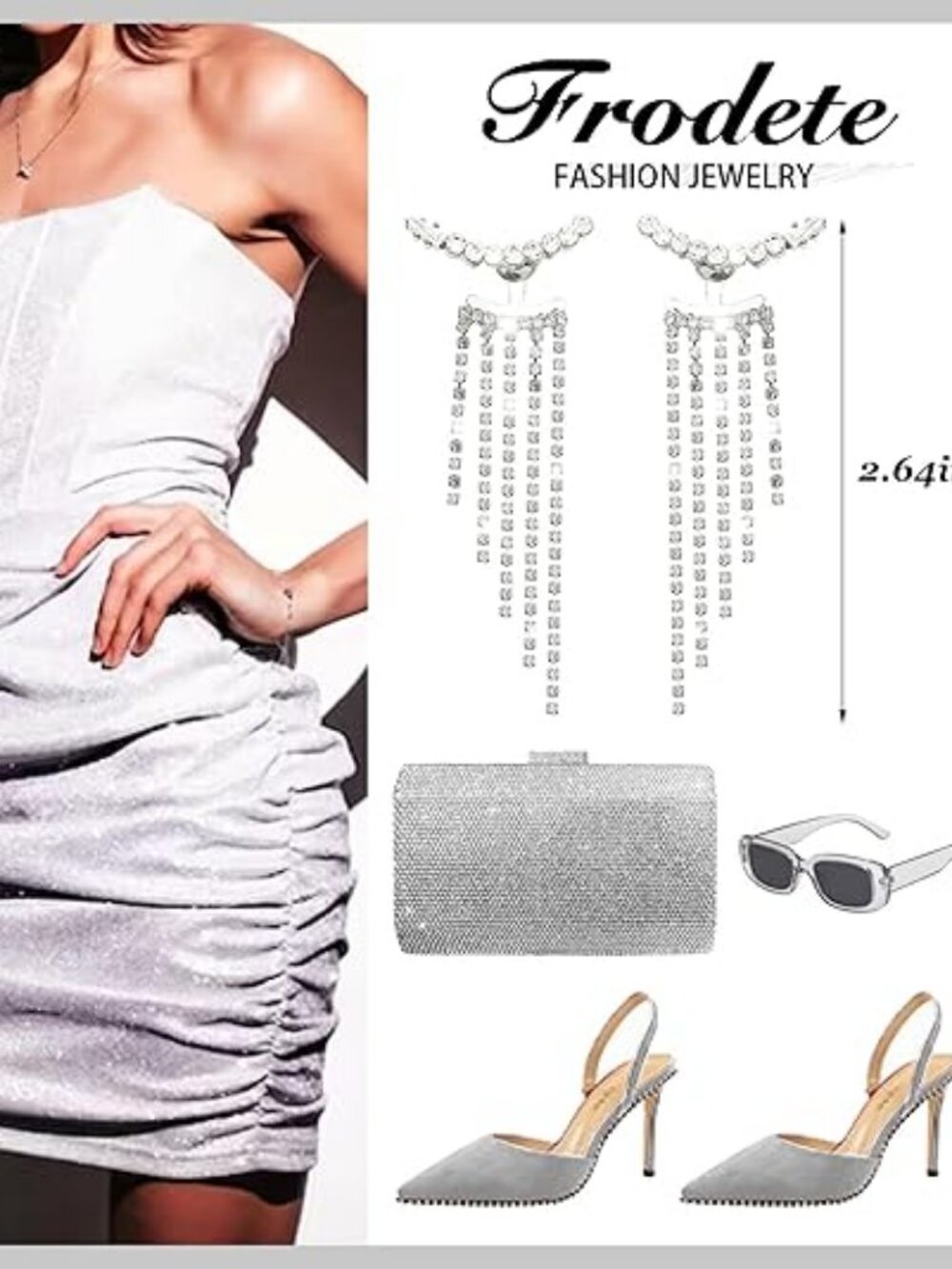 Prom 2026 Silver Rhinestone Tassel Earrings | Long Sparkly Chandelier